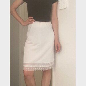 White Slip Skirt with floral hem